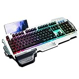 RedThunder K900 Halbmechanisch Gaming Tastatur [Version 2024], QWERTZ DEUTSCH Layout, RGB Beleuchtete Tastatur, Ganzmetallpaneel, 26 Tasten Anti-Ghosting, Tastatur Für PC/Laptop/Xbox One Gamer