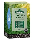 Dehner Saatgut Trockenrasen, hochwertige Rasensamen für strapazierfähigen/trockenheitsresistenten Rasen, schnell keimend/pflegeleicht, ideal für heiße Sommermonate, 1.5 kg für ca. 50 m²
