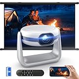 Akku Beamer Outdoor 4k,【Autofokus/Trapezkorrektur】 Beamer 4k heimkino,1080P Full HD Beamer Unterstüt 4K Video mit WiFi6 Bluetooth,LED Video Projektor Beamer für Smartphone/TV Stick/PS5/Stick/USB