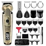 Hatteker Barttrimmer Herren Haarschneidemaschine Set Bartschneider Profi Haarschneider Rasierer Elektrisch Nasenhaartrimmer Körperhaartrimmer Wasserdicht Einstellbare Geschwindigkeit 8 in 1 (Bronze)