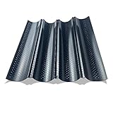 Baguetteform, 4 Steckplätze Baguette Backblech, Antihaftbeschichtung Baguette Blech, Schwarz Baguette, Bagettebackform, Einfach zu Säubern Geeignet für Baguettes(38 x 33.2 x 2.4cm)