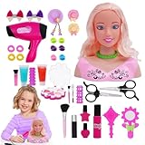 Puppenkopf für Mädchen schminken,Lebendiger Friseurpuppenkopf Interessant - 36-teiliges pädagogisches, multifunktionales Mädchen-Kopfschmuck-Spielzeug-Set, Simulations-Haarstyling-Set für Kinder, Kind