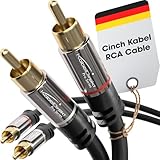 KabelDirekt – 1 m Cinch Kabel, Stereo Audio Kabel 2 x 2 Cinch besonders bruchfest & brillante Tonqualität (Koaxialkabel, RCA-Kabel, Subwoofer/Verstärker/HiFi & Heimkino/Blu-ray, analog & digital)