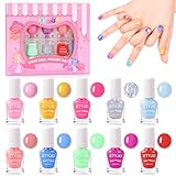ETYJO Nagellack Kinder Ungiftig - Peel Off Kinder Nagellack Mädchen Wasserbasierte Nagellack für Kinder Schnelltrocknend, Teens Nail Art Schöne Geschenk Nail Salon DIY Geschenk Kit Perfekt