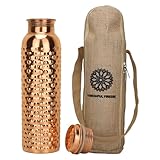 FURNISHFUL FINESSE Kupfer-Wasserflasche, 34 oz, ayurvedische Wasserflasche, auslaufsichere Wasserflasche aus reinem Kupfer für unterwegs, Wasserflasche für Fitnessstudio, Büro, Wandern.