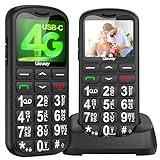 uleway 4G Seniorenhandy Ohne Vertrag, Seniorentelefon Großen Tasten, Mobiltelefon Tasten Handy Mit 1.7 Zoll LCD,SOS-Funktion, USB-C, Taschenlampe und Ladestation, Verwendung der Nano-SIM (Schwarz)