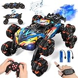 Ferngesteuertes Auto, Ferngesteuertes Auto ab 3 4 5 6 7 8 9 10 Jahre, 8WD RC Stunt Auto mit Handsteuerung, RC Drift Auto mit LED Licht, Musik und Spray, Auto Spielzeug Geschenk ab 3-12 Jahre Junge