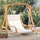 LAPOOH Hollywoodschaukel mit Auflage Massivholz Fichte mit Teak-Finish, Gartenschaukel, Garten Schaukel, Schaukelgestell, Schaukel Garten, Schaukelgerüst