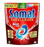 Somat Excellence 4in1 Caps (70 Caps), schnellauflösende Spülmaschinentabs, Somat Caps für exzellente Reinigung & Glanz sogar im Eco-Programm & bei niedrigen Temperaturen
