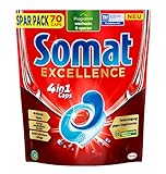 Somat Excellence 4in1 Caps (70 Caps), schnellauflösende Spülmaschinentabs, Somat Caps für exzellente Reinigung & Glanz sogar im Eco-Programm & bei niedrigen Temperaturen