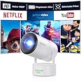 Polocsh Beamer, Mini Beamer mit Akku, WiFi und Bluetooth 1080P Outdoor Beamer 4K Support, Electric Fokus & Auto Trapezkorrektur und 270° Drehung, Android 11.0 Heimkino Smart Beamer mit HDMI