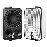 Inwa Bluetooth-Außenlautsprecher, Wandmontierbar, Wasserdicht (IPX5), Leistungsstarkes Bass-Soundsystem für Den Innen- und Außenbereich, Kabellose Synchronisierung von bis zu 100 Lautsprechern (Weiß)