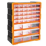 Amazon Basics Aufbewahrungsschrank zur Wandmontage mit 39 Schubladen, für Eisenwaren und Bastelzubehör, Schwarz, 38 L x 15.9 W x 47.3 H cm (L x B x H)