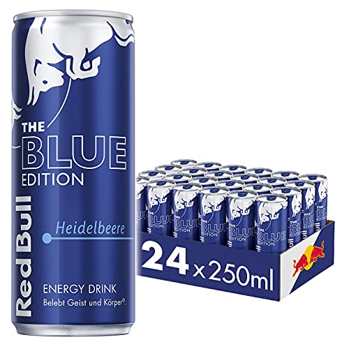 Red Bull Energy Drink Blue Edition - 24er Palette Dosen - Getränke mit Heidelbeere-Geschmack, EINWEG (24 x 250 ml)