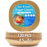 120 Backpapier für Heißluftfritteuse COSORI Philips 4.5L-8L, Airfryer Backpapier 21-25cm, BPA-frei Verdicktes Airfryer Baking Paper Eckig, Antihaft Wasserdicht Ölfest Luftfritteuse Schalen Zubehör