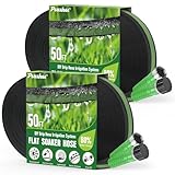 Flacher Tropfschlauch, 30 m für Garten und Rasen, 80 % wassersparender Tropfbewässerungsschlauch mit eloxierten Flugzeug-Aluminium-Enden, flexibel, auslaufsicher, doppellagig, Gartenschläuche (15 m x