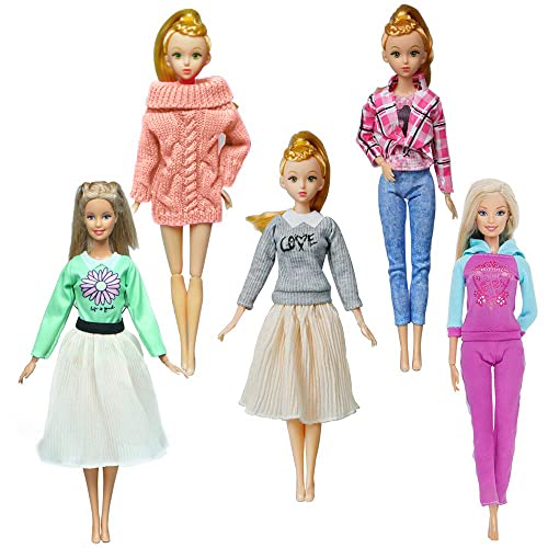 walenbily Kleider Mode Outfit Kleidung Puppensachen Outfit 5 Set für 11,5 Zoll Puppen