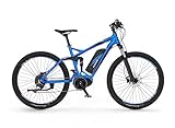 Fischer E-Mountainbike, MONTIS EM 1862 E-Bike MTB für Damen und Herren, RH 48 cm, Mittelmotor 80 Nm, 48 V Akku, blau matt, 27,5 Zoll
