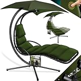 KESSER® Schwebeliege mit Sonnenschirm, Hängeliege, Sonnenliege H200, L194, B100 cm, Relaxliege, Schaukelliege Hängematte, bis 120 kg belastbar, Auflagen - Nackenkissen, Inkl. Tasche