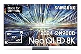 Samsung QLED 8K QN900D Fernseher 75 Zoll, Samsung TV mit Neo Quantum HDR 8K+, Neural Quantum 8K AI Gen3 Prozessor, 8K AI Upscaling, Smart TV, GQ75QN900DTXZG, Deutsches Modell [2024]