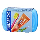 Curaprox Travel-Set Blau - Zusammensteckbare Reisezahnbürste CS 5460 + «Be You»-Reisezahnpasta + 2 Interdentalbürsten CPS prime 07 und 09 - Reise-Zahnpflege-Set 9,5 cm x 6 cm