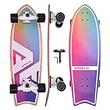 Apollo Surfskate pro Board | midi Longboard für Erwachsende, Kinder mit hochwertiger Surf Skate Achse | Mini Cruiser Board für Streetsurf | Carving & Pumping, Skateboard Kinder ab 6 Jahre