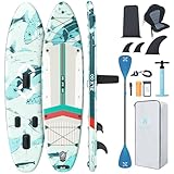 ZLX 350cm Extra Groß Stand Up Paddle Board mit Sitz Große Tragfähigkeit 500LB Inflatable Paddle Board für Erwachsene Anfängerfreundlich Stabiles Anti-Rutsch-Deck, Pumpe, SUP Paddle