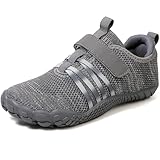 Kinder Barfußschuhe Minimalistisches Sneaker für Jungen Mädchen mit breiter Zehenbox und Zero-Drop-Design Aquaschuhe Schwimmschuhe ideal als Bade Strand oder Schwimmaccessoire (Dunkelgrau,EU37)