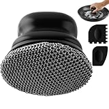 Schrubber für Gusseisenpfanne, Topfreiniger mit 2 Schabern, Kettenbürste für Geschirr, Töpfe, Pfannen, Grillplatten, Grills (Schwarz, großes Kettenhemd)
