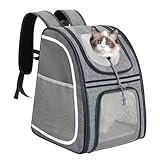 Haustier-Rucksack-Tragetasche, weiche, atmungsaktive Tasche, reflektierende Sicherheitsstreifen, bequeme Reisetasche, leichtes Transportpaket für Welpen, Kätzchen, Spielzeug, Snacks, Spazierengehen