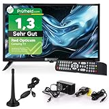 RED OPTICUM LED Fernseher 19 Zoll TV inkl. KFZ Adapter und DVB-T Antenne - Camping Fernseher 12V / 230V Betrieb mit Triple Tuner (DVB-C/-S2/-T2) CI+ Steckplatz USB 2.0 HDMI PVR-Funktion
