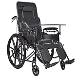 Leichter Rollstuhl für Erwachsene, 45,7 cm Sitz, abnehmbare Fußstützen und Armlehnen, ideales Mobilitätsgerät für Behinderte und bariatrische Benutzer, Standard-Erwachsenenrollstuhl