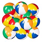 JOYIN 12” Rainbow Beach Balls (12 Pack); Inflatable 12pcs Beach Pool Party Toys'