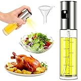 Ölsprüher Zum Kochen,100ml Öl Sprühflasche Edelstahl und Glas Sprühflasche Öl Professioneller ÖlsprüHer für Speiseöl mit Skala und Trichter Ölspray Zum Kochen Salat, Grillen, Backen In der Küche