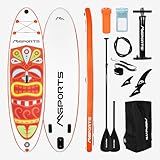 MSPORTS SUP - Stand Up Paddling Board - Aufblasbar Komplettes Paddleboard Zubehör Verstellbares Paddel, hochwertige Pumpe + 2X Paddelstock + wasserdichte Smartphone Tasche + Multifunktionstasche