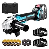 Yofuly Akku Winkelschleifer für Makita Akku 18V 21V, 2× 4.0Ah Akkus & Ladegerät, Akku Flex Trennschleifer 125mm, 9000U/min, 3 Stufige Drehzahlregelung, Inkl. 5* Trennscheibe, 2* Fächerscheibe