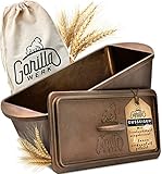 Gorilla Werk® Kastenform Brotbackform Gusseisen Topf Brot Backen - 3L 35x14x12 cm - Voreingebrannt mit Traubenkernöl - Gusseiserne Backform Rechteckig, Dutch Oven, Bräter, Auflaufform mit Deckel