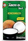 Aroy-D Kokosnussmilch – Kokosmilch zum Kochen und Backen – Ideal für Desserts, Suppen, Smoothies und Cocktails – 12 x 250 ml