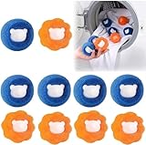 HonexCesng Tierhaarentferner Waschmaschine, 8 Pieces Wiederverwendbar Fusselentferner, Blau und Orange Haarfänger Waschmaschine, Fusselfänger Waschmaschine zum Entfernen von Tierhaare/Fusseln