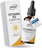 Vitamin D3 Laborgeprüfte 5000 IE pro Tropfen hochdosiert Vergleichs-Sieger 2019-2021 - Hoch bioverfügbares Vitamin D flüssig 50ml (1850 Tropfen) mit MCT-Öl aus Kokos
