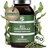 QIDOSHA® Bio Chlorella Presslinge, 600 Stk/Glas, 500mg Chlorella je Pressling, 100% natürliches Bio-Chlorella vulgaris Pulver aus kontrolliert biologischem Anbau, mit bereits aufgebrochener Zellwand