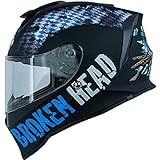 Broken Head Bavarian Patriot Integral-Helm - Sportlicher Motorradhelm - Helm mit Bayern Lifestyle Design, Blau/Schwarz (S (55-56 cm))