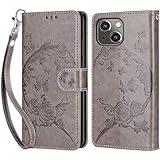 Tivenfezk Nadoli Handyhülle für iPhone 13,Blumen Schmetterling Hülle PU Leder Klapphülle Klappbar Schutzhülle Handytasche Stoßfeste Brieftasche Flip Case Cover