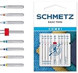 SCHMETZ Nähmaschinennadeln Set 4 Universal Nadeln | 2 Stretch Nadeln | 2 Jeans Nadeln | 1 Zwillings-Universal-Nadel | geeignet für alle gängige Haushaltsnähmaschinen