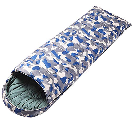 CongMing-huajia Atmungsaktiver und Warmer Schlafsack, Leichter Kinderschlafsack mit einlagiger Wattierung, Reisen und Outdoor-Aktivitäten -Ideal für Erwachsene Blue