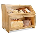 Leader Accessories Bambus Brotkasten 2 Etagen Brotbehälter lebensmittelecht Brotaufbewahrung pflegeleicht 39x25x32cm