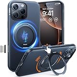 TORRAS 360° Ostand OFitness für iPhone 16 Pro Hülle für MagSafe mit Kamerasteuerung Taste [Nr.1 Magnetkraft & Zertifiziert Militärischer Schutz & Flexibler Ständer] Hülle iPhone 16 Pro Case Schwarz