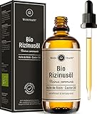 Rizinusöl BIO kaltgepresst als Haaröl 100ml - inkl. Pipette für Haare, Wimpern & Augenbrauen