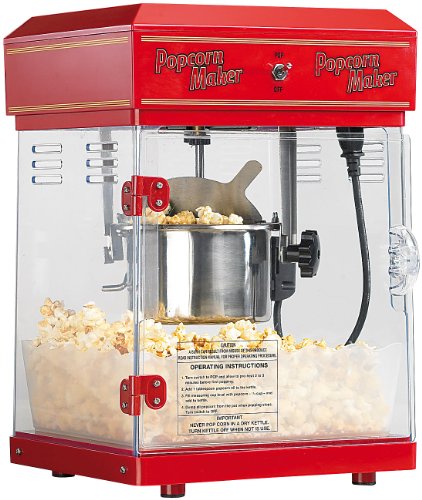 Rosenstein & Söhne Popcornmaschine: Profi-Retro-Popcorn-Maschine'Cinema' mit Edelstahl-Topf im 50er-Stil (Popcornmaschine Profi)