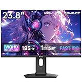 KTC 24 Zoll Gaming Monitor,180Hz, 2560x1440p 2K QHD FastIPS, 95% DCI-P3 HDR400, GSync FreeSync, HDMI DisplayPort, soporte VESA, verstellbare Standplatte, Ideal par juegos oficina, empresarial, PS5